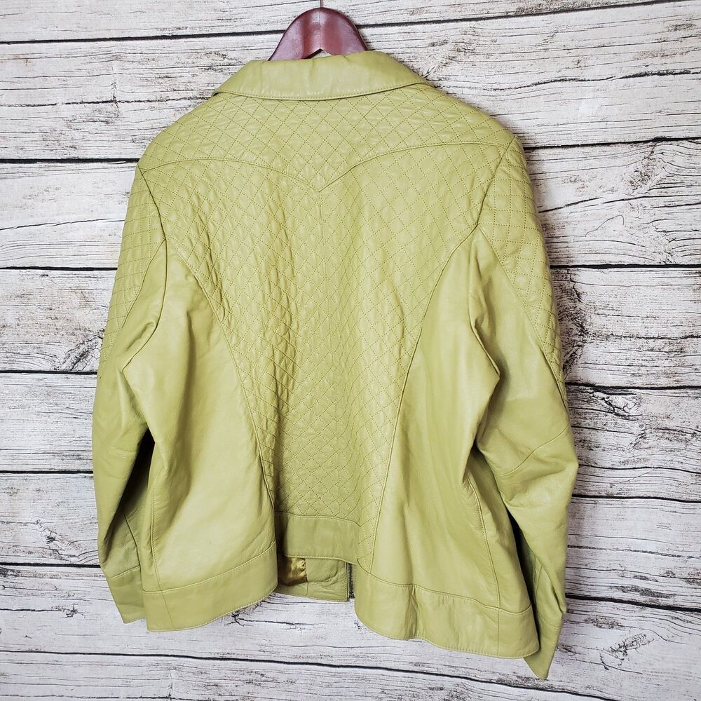 Bradley Bayou Large Leather Light Green Jacket Size 2X - Picture 6 of 9